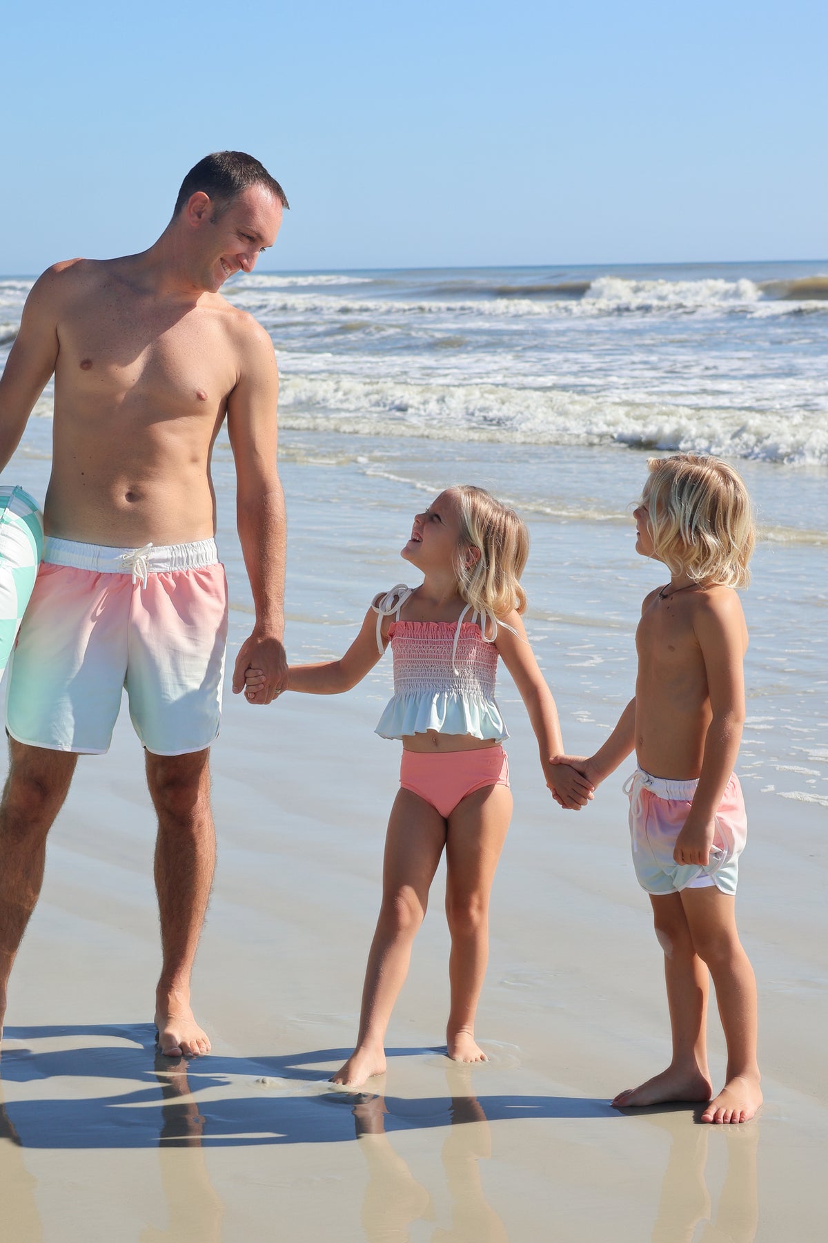 INDIE BLUE SWIM Smocked Tankini Set (sundown ombre)