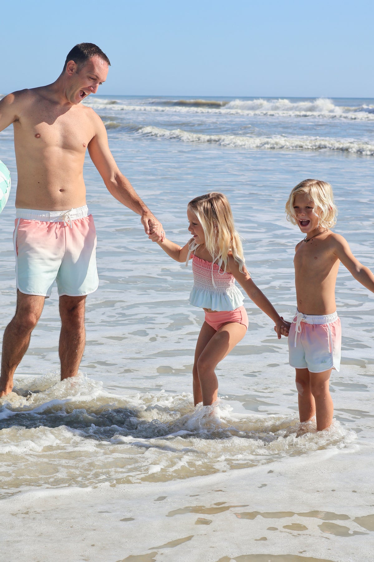 INDIE BLUE SWIM Smocked Tankini Set (sundown ombre)