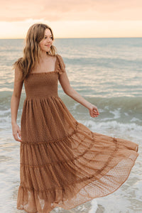 INDIE BLUE Women Women's Marabella Dress (mocha swiss dot)
