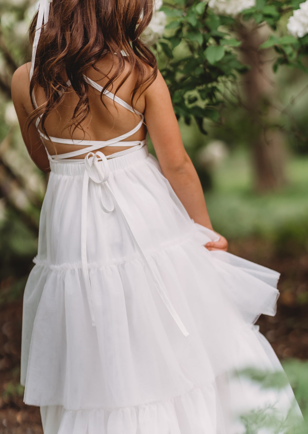 INDIE BLUE Dresses Wendy Embroidered Dress (white tulle)