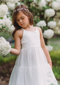INDIE BLUE Dresses Wendy Embroidered Dress (white tulle)