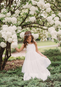 INDIE BLUE Dresses Wendy Embroidered Dress (white tulle)