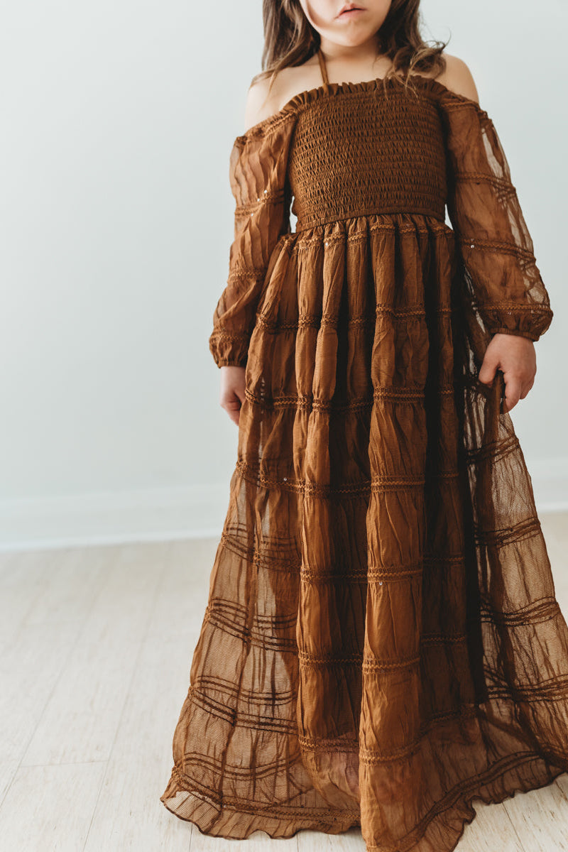 INDIE BLUE Dresses Pippa Maxi (mocha chiffon)