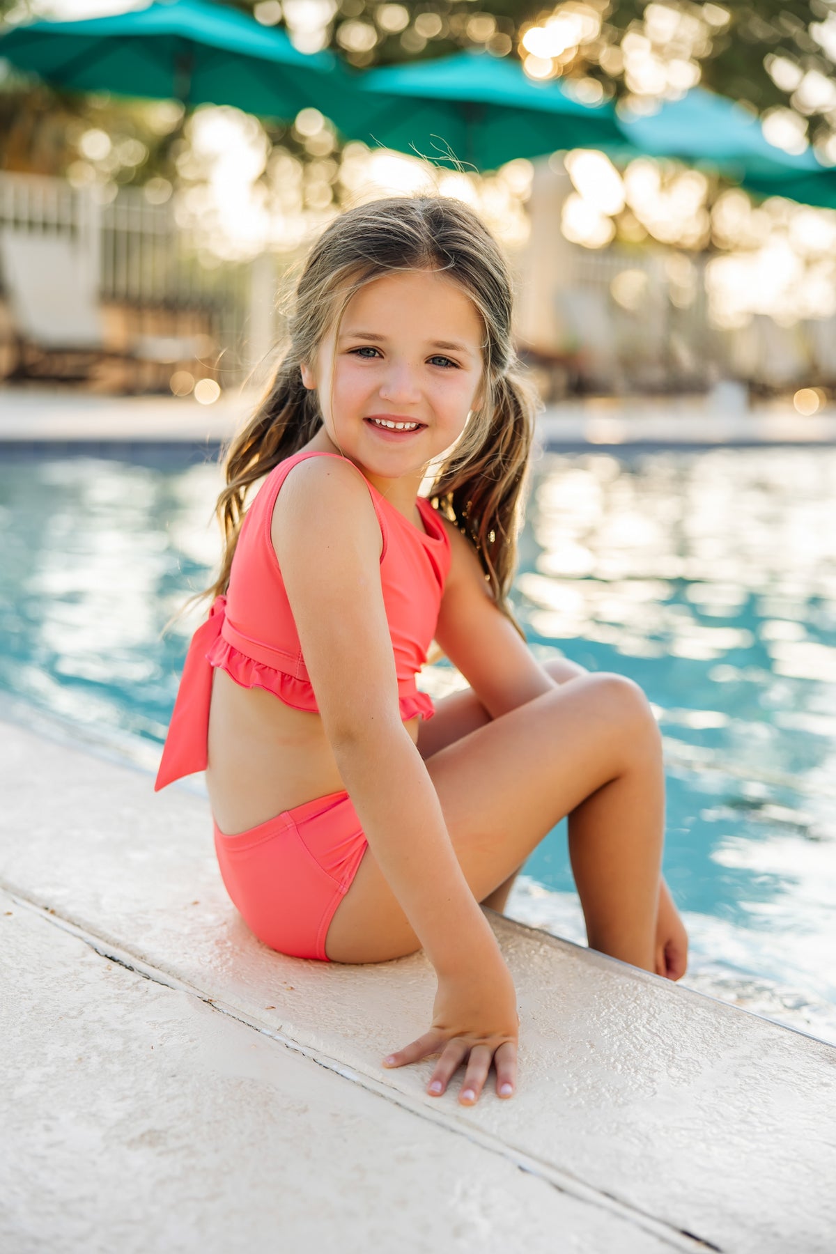 INDIE BLUE SWIM Scoopback Set (coral)