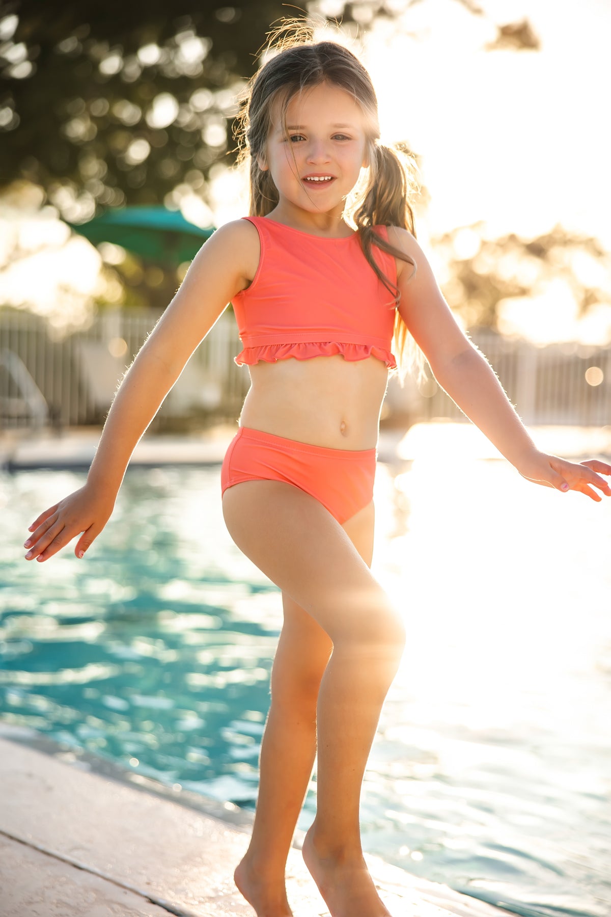 INDIE BLUE SWIM Scoopback Set (coral)