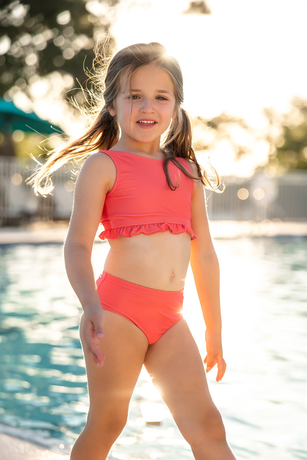 INDIE BLUE SWIM Scoopback Set (coral)