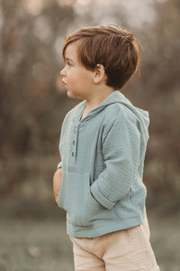 INDIE BLUE Boys Knox Hoodie (soft teal muslin)