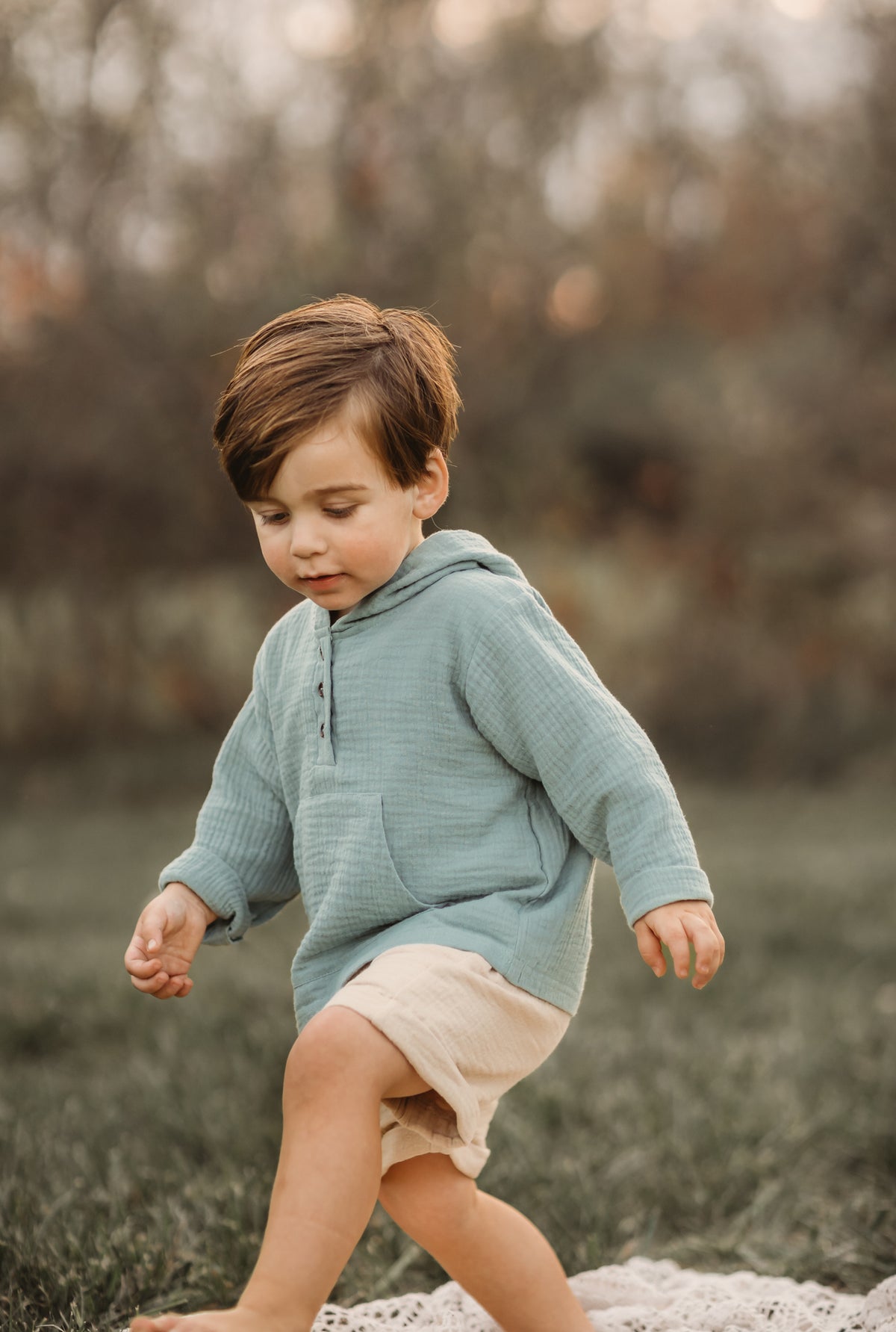 INDIE BLUE Boys Knox Hoodie (soft teal muslin)
