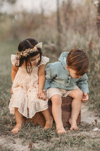 INDIE BLUE Dresses Pia Dress (natural swiss dot)
