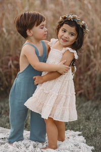 INDIE BLUE Boys Grady Romper (cobalt muslin)