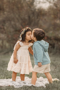 INDIE BLUE Dresses Pia Dress (natural swiss dot)