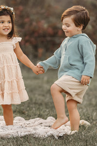 INDIE BLUE Boys Knox Shorts (latte muslin)