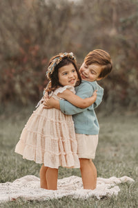 INDIE BLUE Dresses Pia Dress (natural swiss dot)