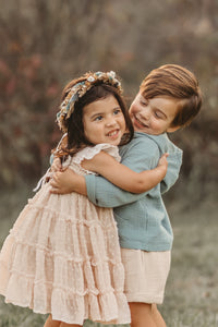 INDIE BLUE Boys Knox Shorts (latte muslin)