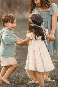 INDIE BLUE Dresses Pia Dress (natural swiss dot)