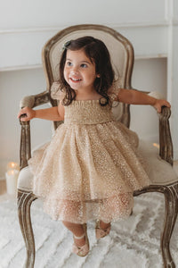 INDIE BLUE Dresses Juliet Dress (sequin gold tulle)