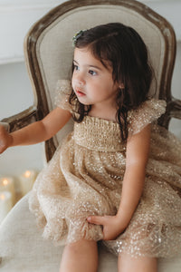 INDIE BLUE Dresses Juliet Dress (sequin gold tulle)