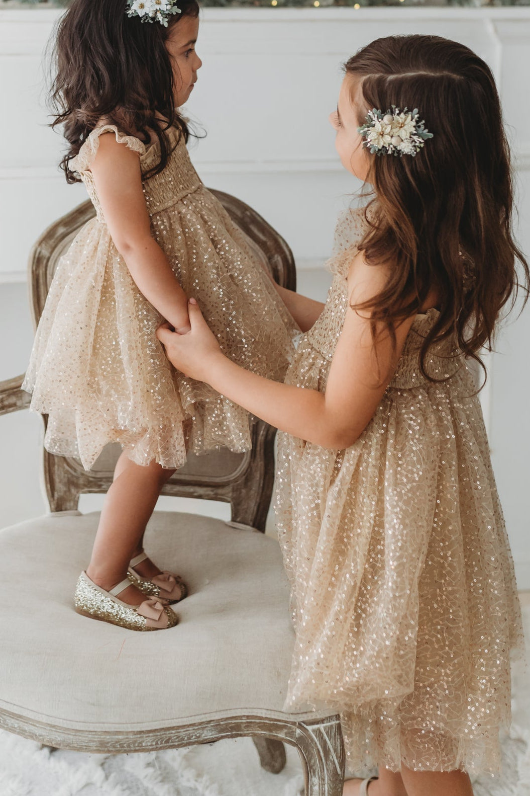 INDIE BLUE Dresses Juliet Dress (sequin gold tulle)