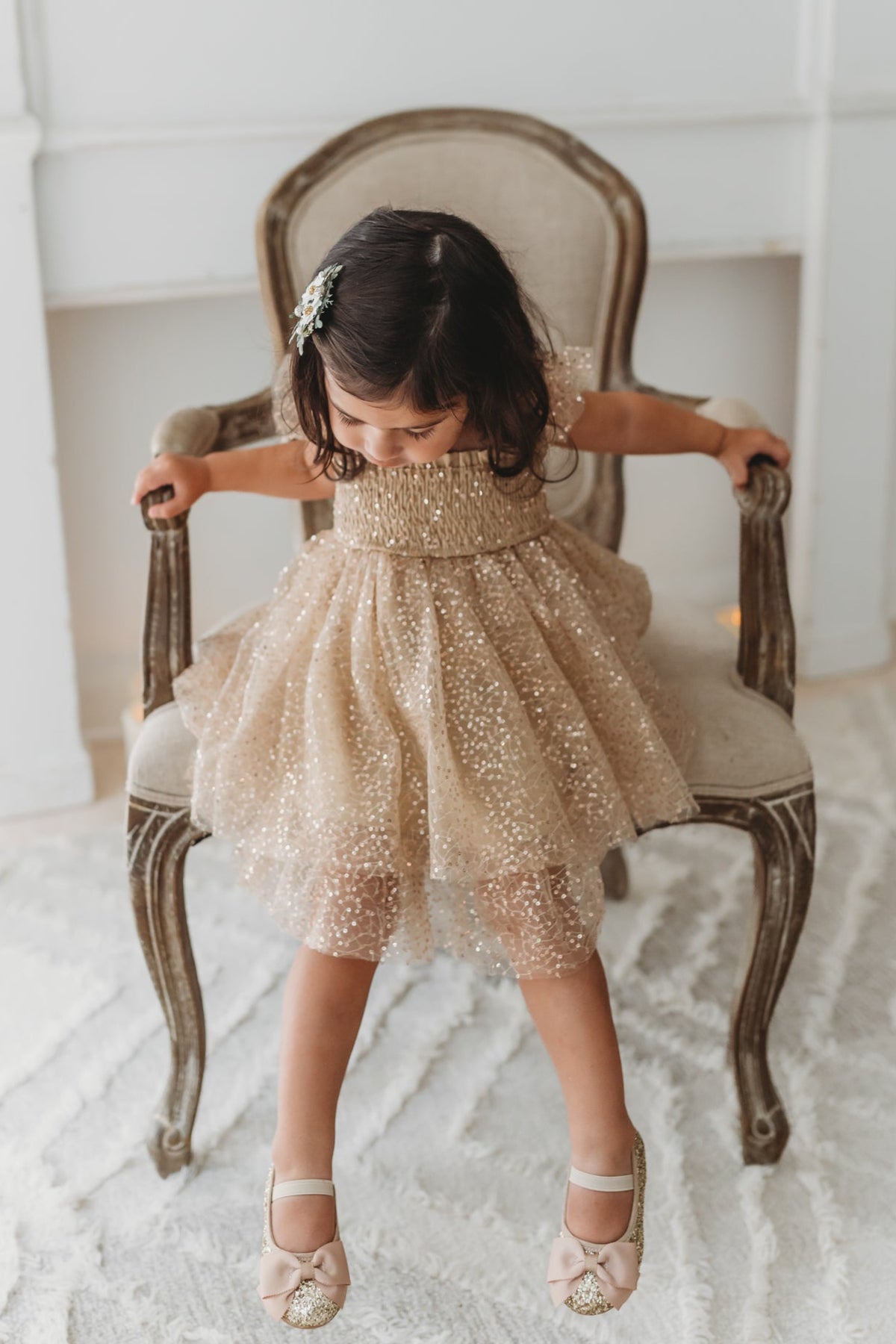 INDIE BLUE Dresses Juliet Dress (sequin gold tulle)
