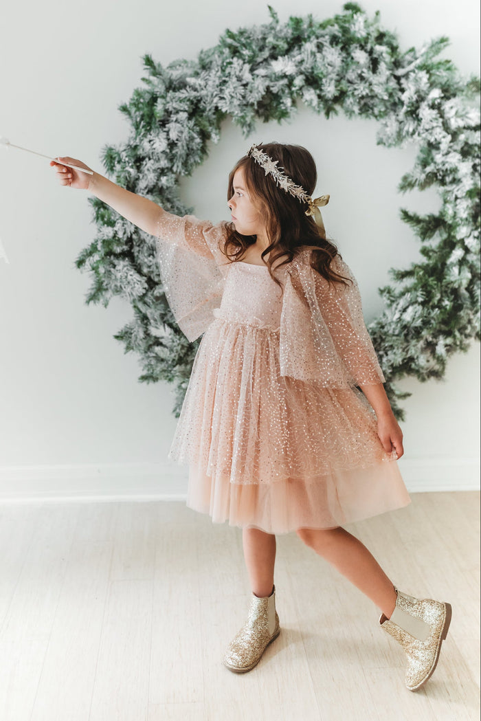 INDIE BLUE Dresses Uma Dress (sequin pink tulle)