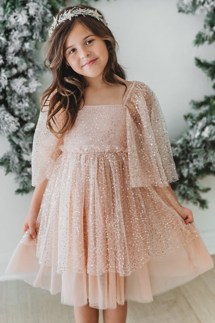INDIE BLUE Dresses Uma Dress (sequin pink tulle)