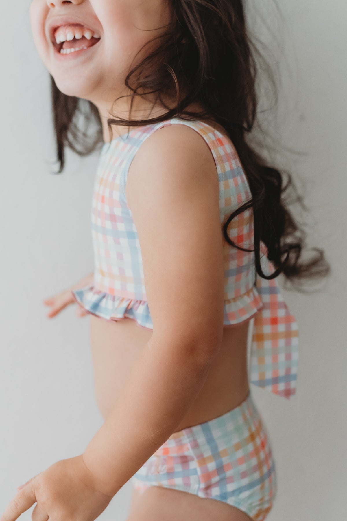 INDIE BLUE SWIM Scoopback Set (plaid)