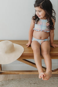 INDIE BLUE SWIM Scoopback Set (plaid)