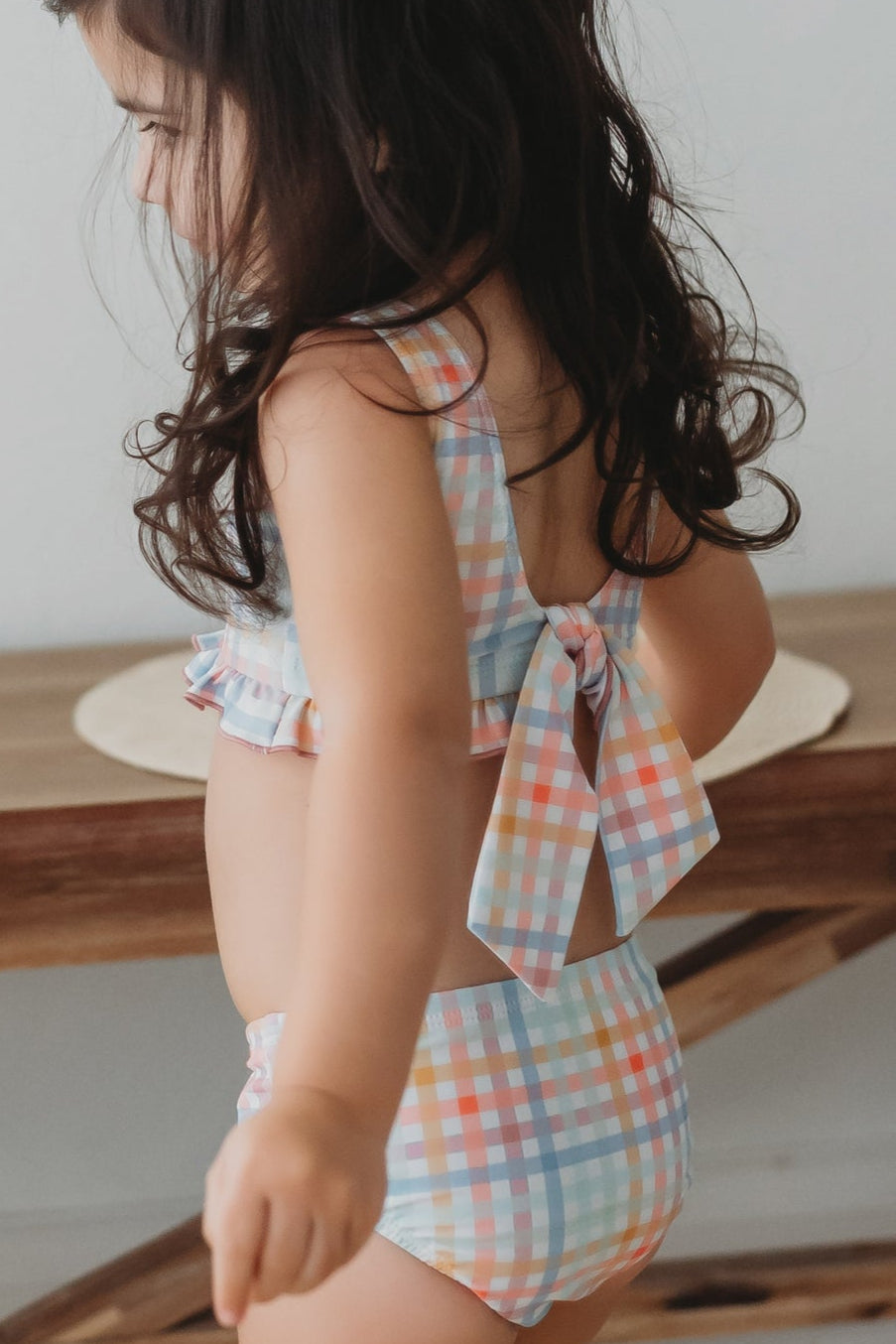 INDIE BLUE SWIM Scoopback Set (plaid)