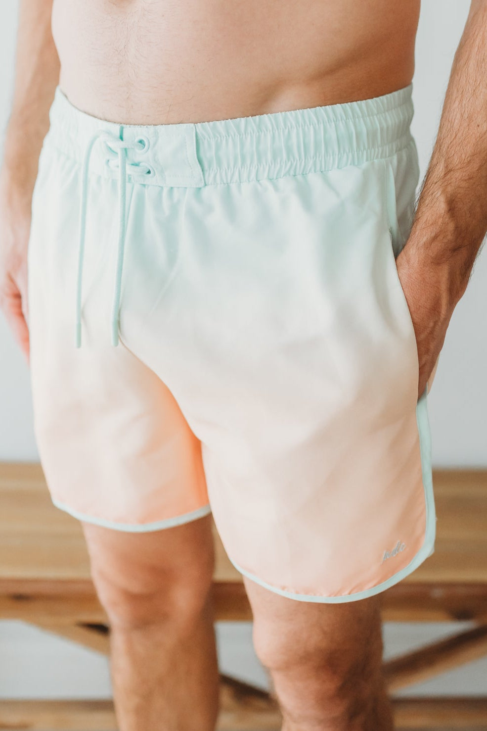INDIE BLUE SWIM Men's Surf Shorts (peach ombre)