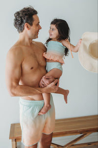 INDIE BLUE SWIM Men's Surf Shorts (peach ombre)