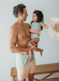 INDIE BLUE SWIM Smocked Tankini Set (peach ombre)