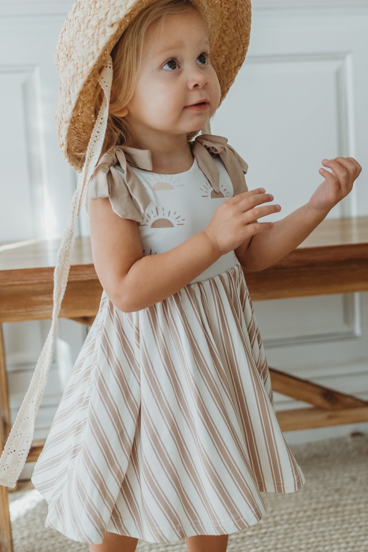 INDIE BLUE Dresses Liza Twirl Dress (ash stripe) FINAL SALE