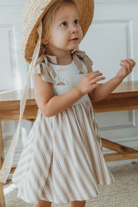 INDIE BLUE Dresses Liza Twirl Dress (ash stripe) FINAL SALE