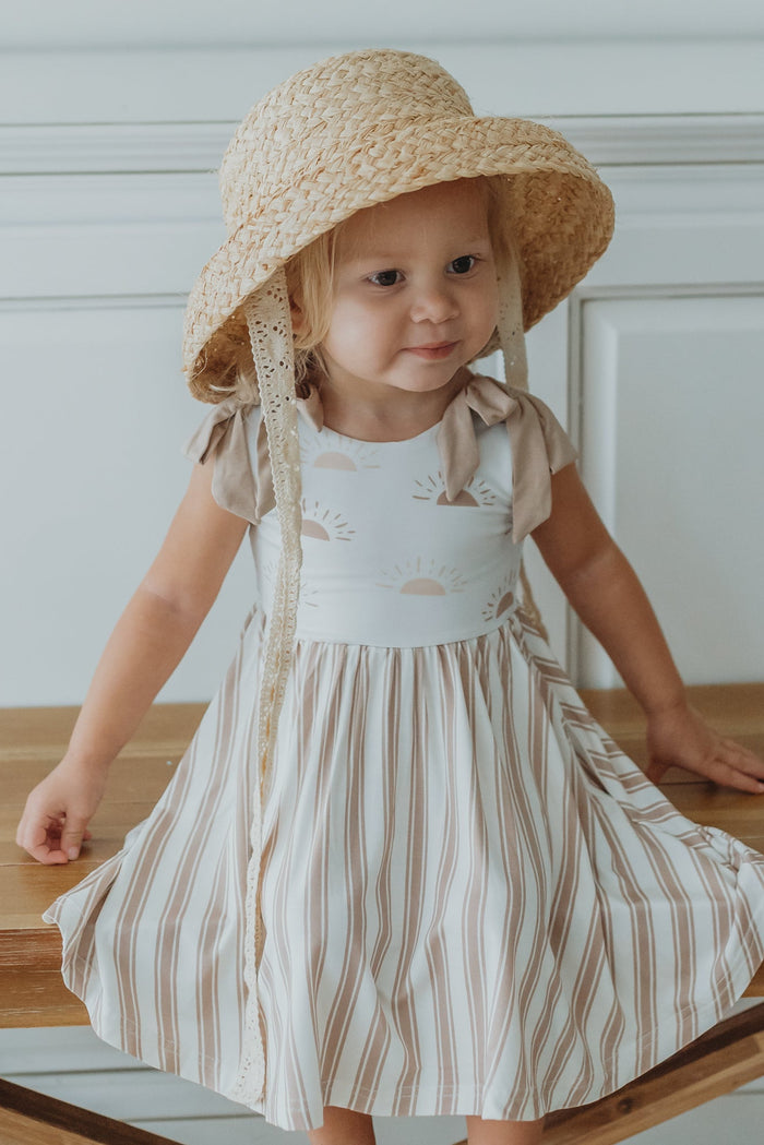 INDIE BLUE Dresses Liza Twirl Dress (ash stripe) FINAL SALE