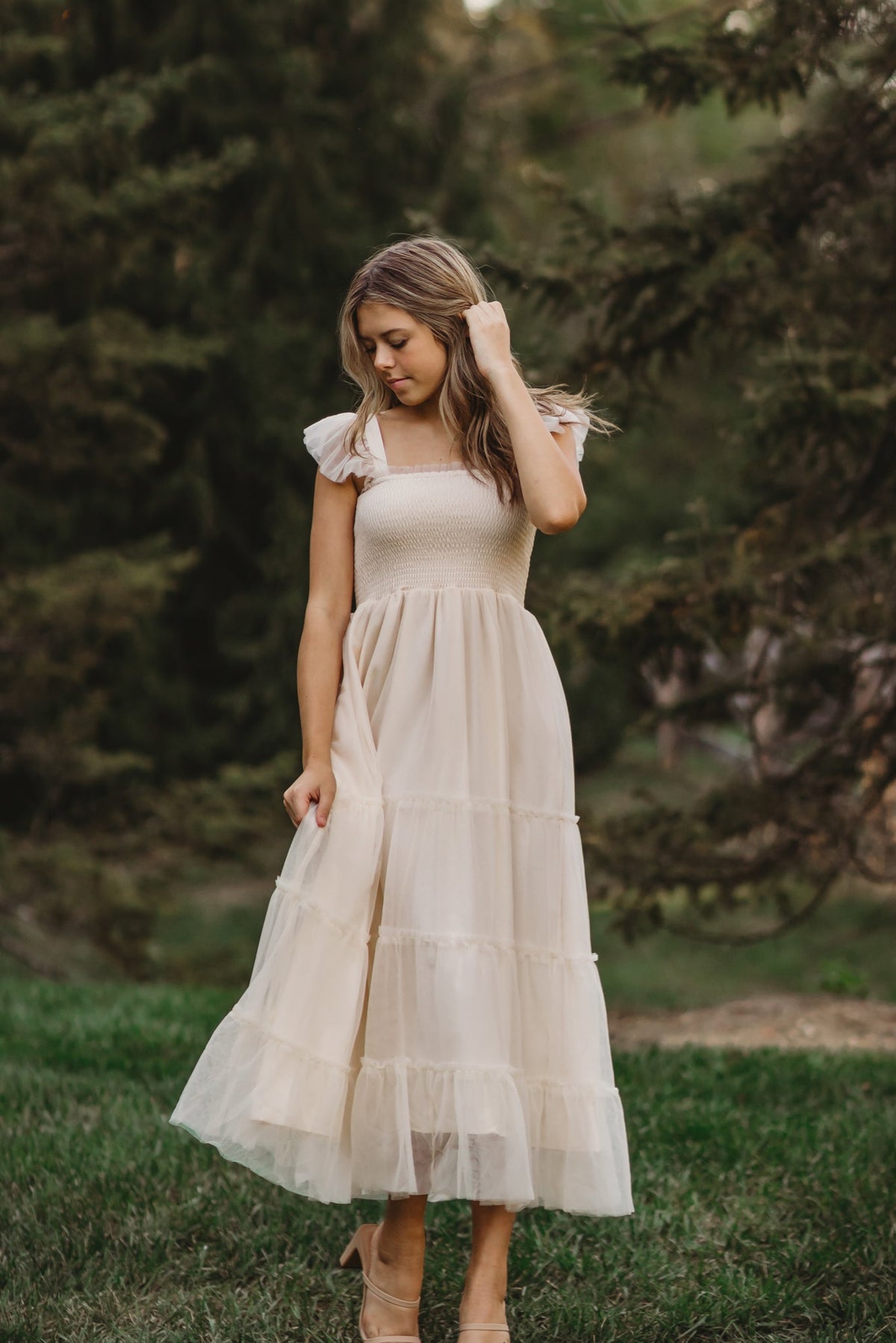 INDIE BLUE Women Women's Pia Dress (antique ivory tulle)