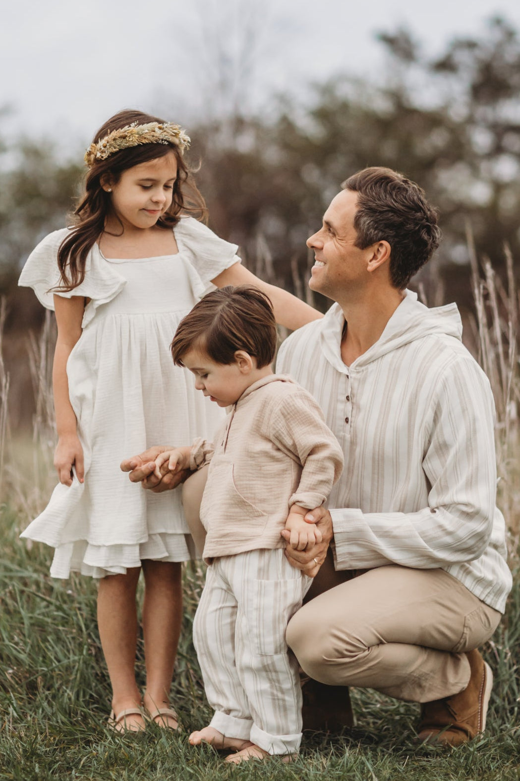 INDIE BLUE Boys Finn Pants (desert stripe linen)