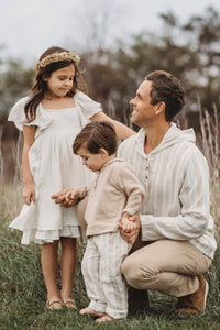 INDIE BLUE Boys Finn Pants (desert stripe linen)