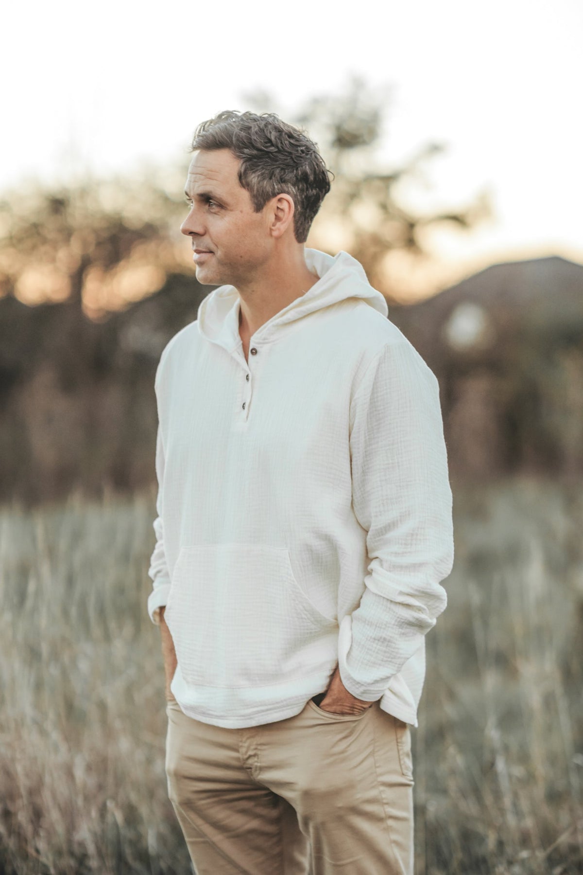 INDIE BLUE Mens Men's Knox Hoodie (light ivory muslin)