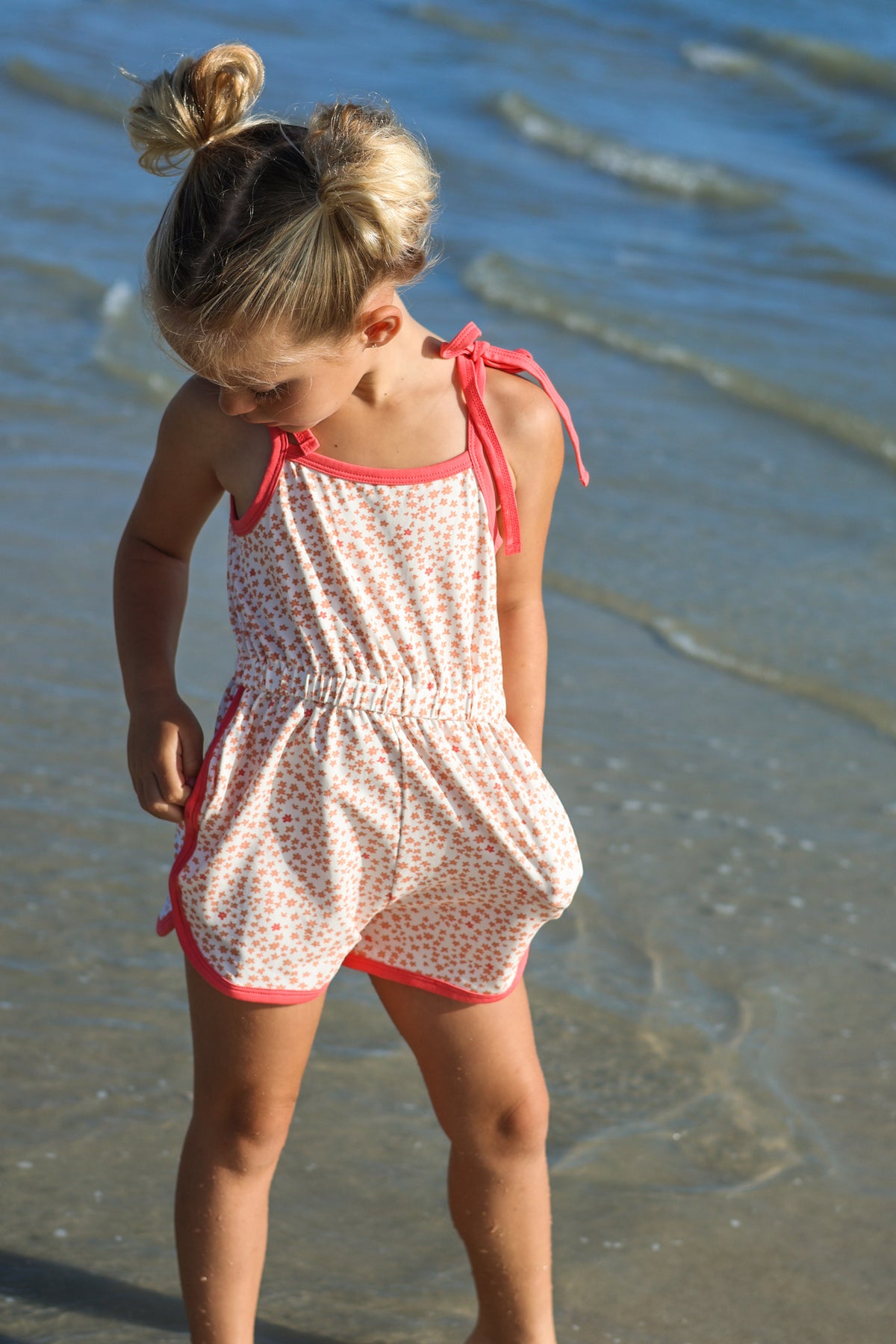 INDIE BLUE Romper Piper Petal Romper (ditzy pink floral) FINAL SALE