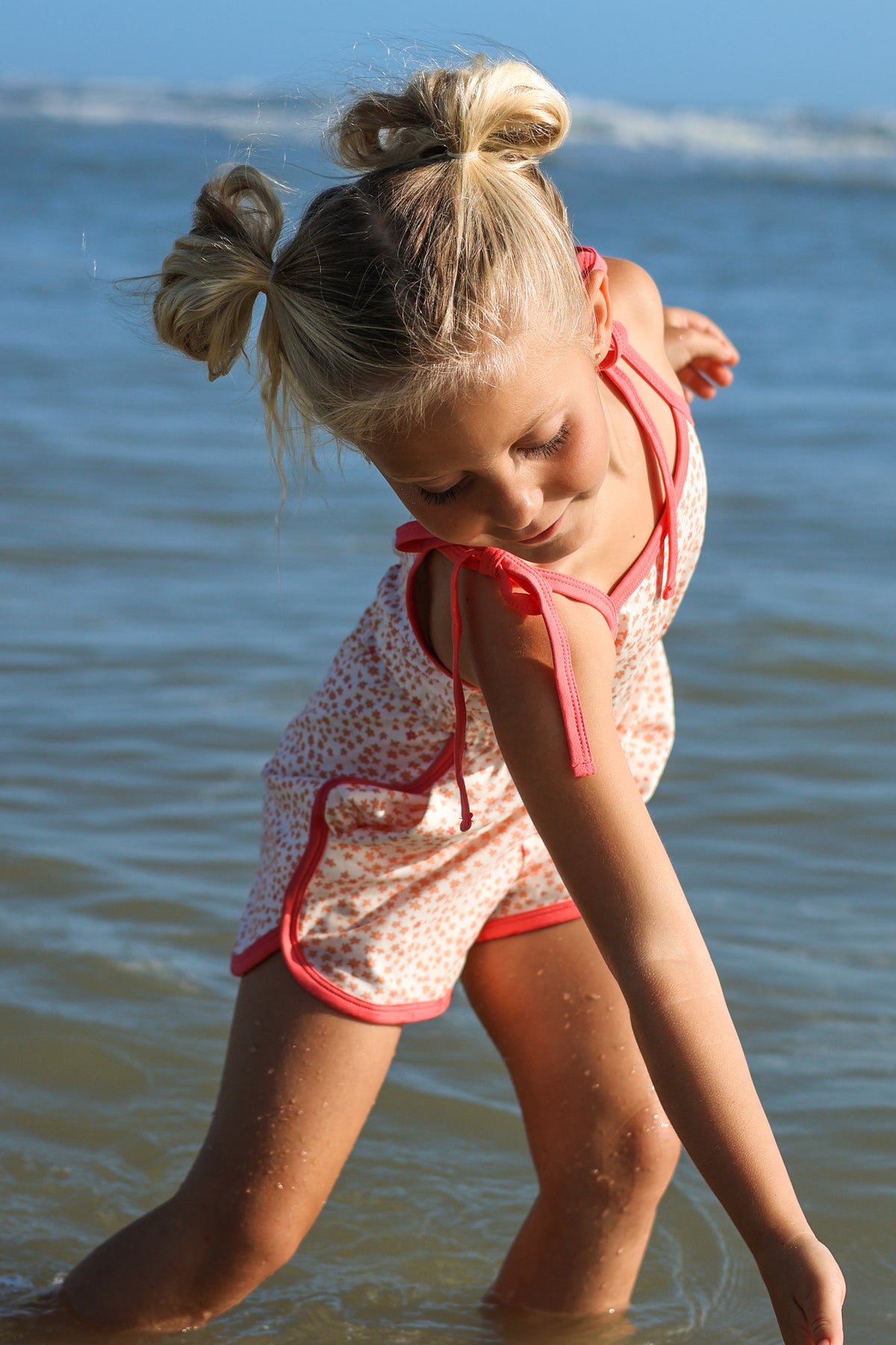 INDIE BLUE Romper Piper Petal Romper (ditzy pink floral) FINAL SALE