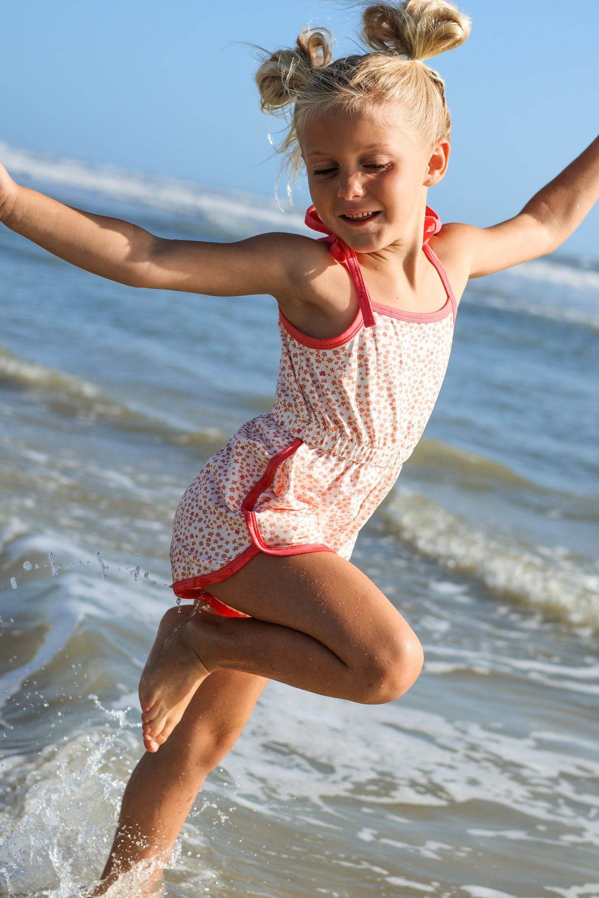 INDIE BLUE Romper Piper Petal Romper (ditzy pink floral) FINAL SALE