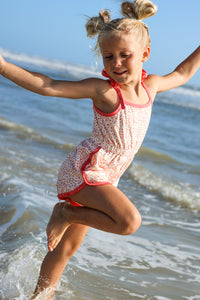 INDIE BLUE Romper Piper Petal Romper (ditzy pink floral) FINAL SALE