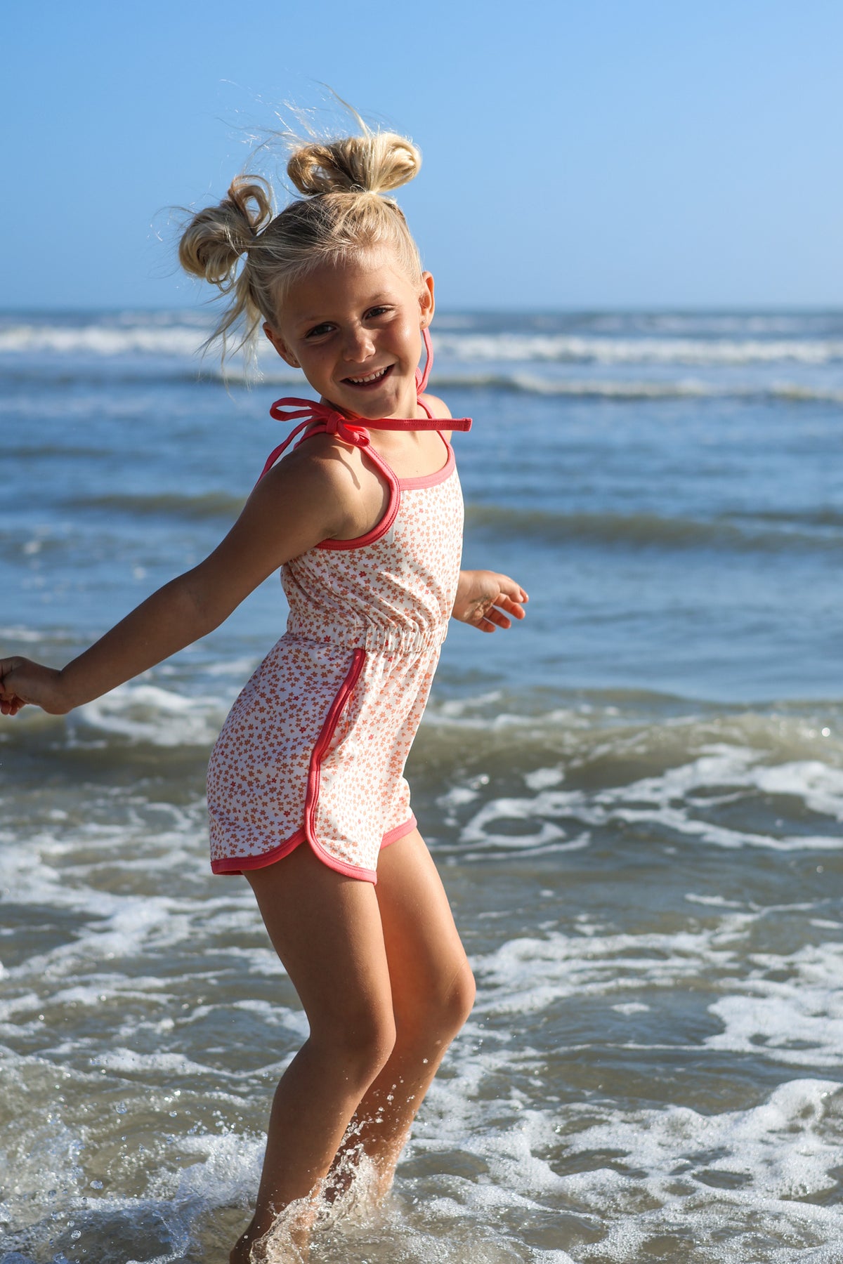 INDIE BLUE Romper Piper Petal Romper (ditzy pink floral) FINAL SALE