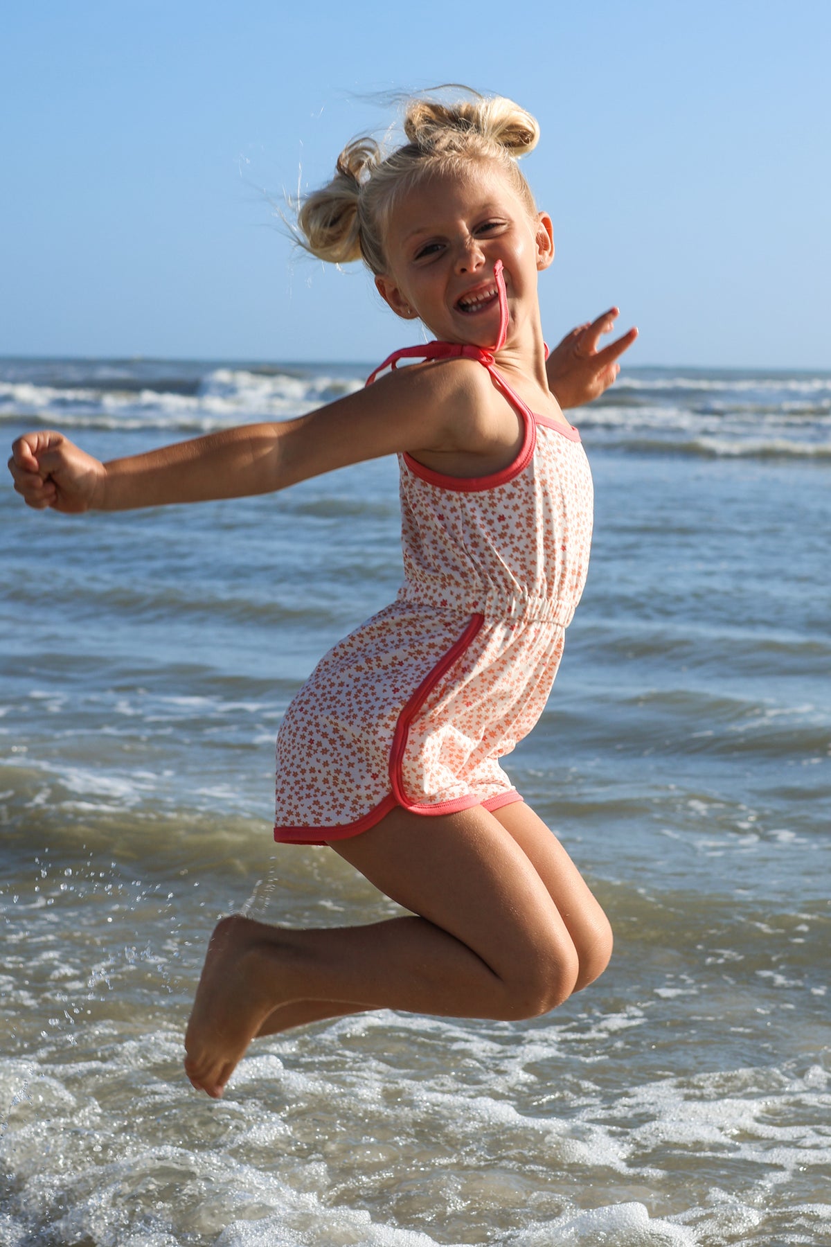 INDIE BLUE Romper Piper Petal Romper (ditzy pink floral) FINAL SALE