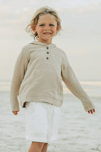 INDIE BLUE Boys Knox Hoodie (latte muslin)