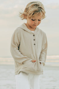INDIE BLUE Boys Knox Hoodie (latte muslin)