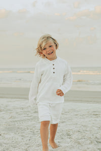 INDIE BLUE Boys Knox Hoodie (white muslin)