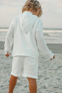 INDIE BLUE Boys Knox Hoodie (white muslin)