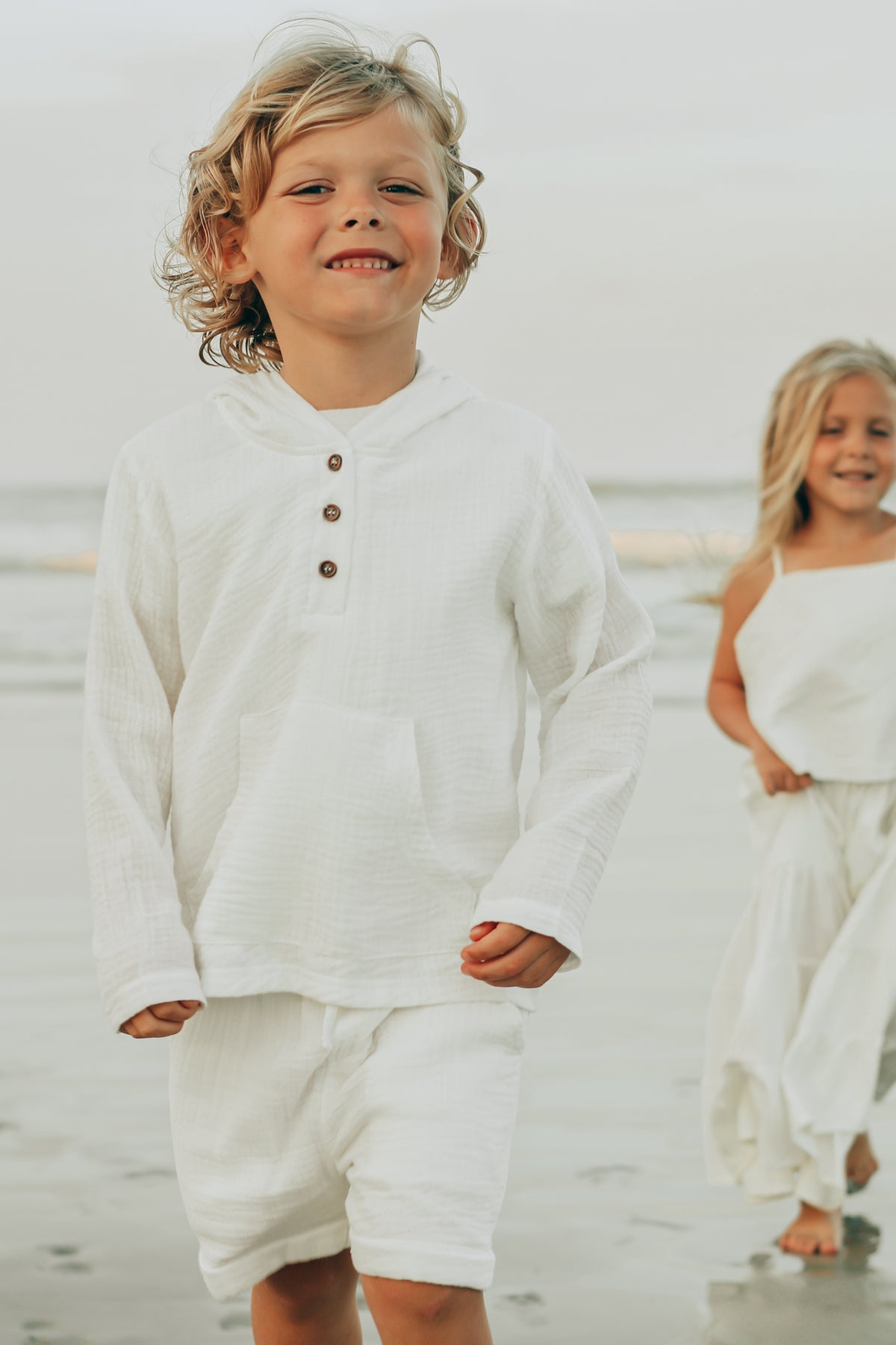 INDIE BLUE Boys Knox Hoodie (white muslin)