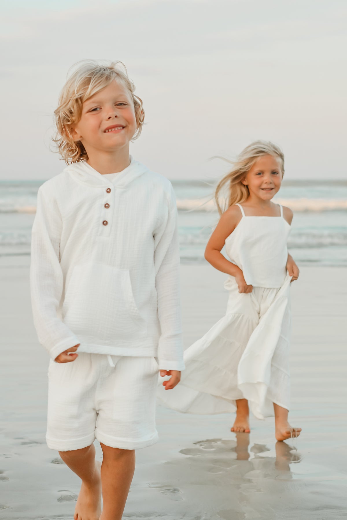 INDIE BLUE Boys Knox Shorts (white muslin)